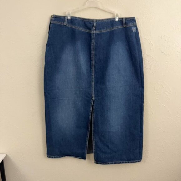 y2k denim plus size preppy girly long jean skirt - Picture 4 of 8